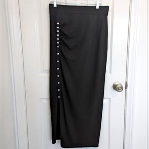 Allsaints Black Hatti Ruched Side Snap Skirt Size 10